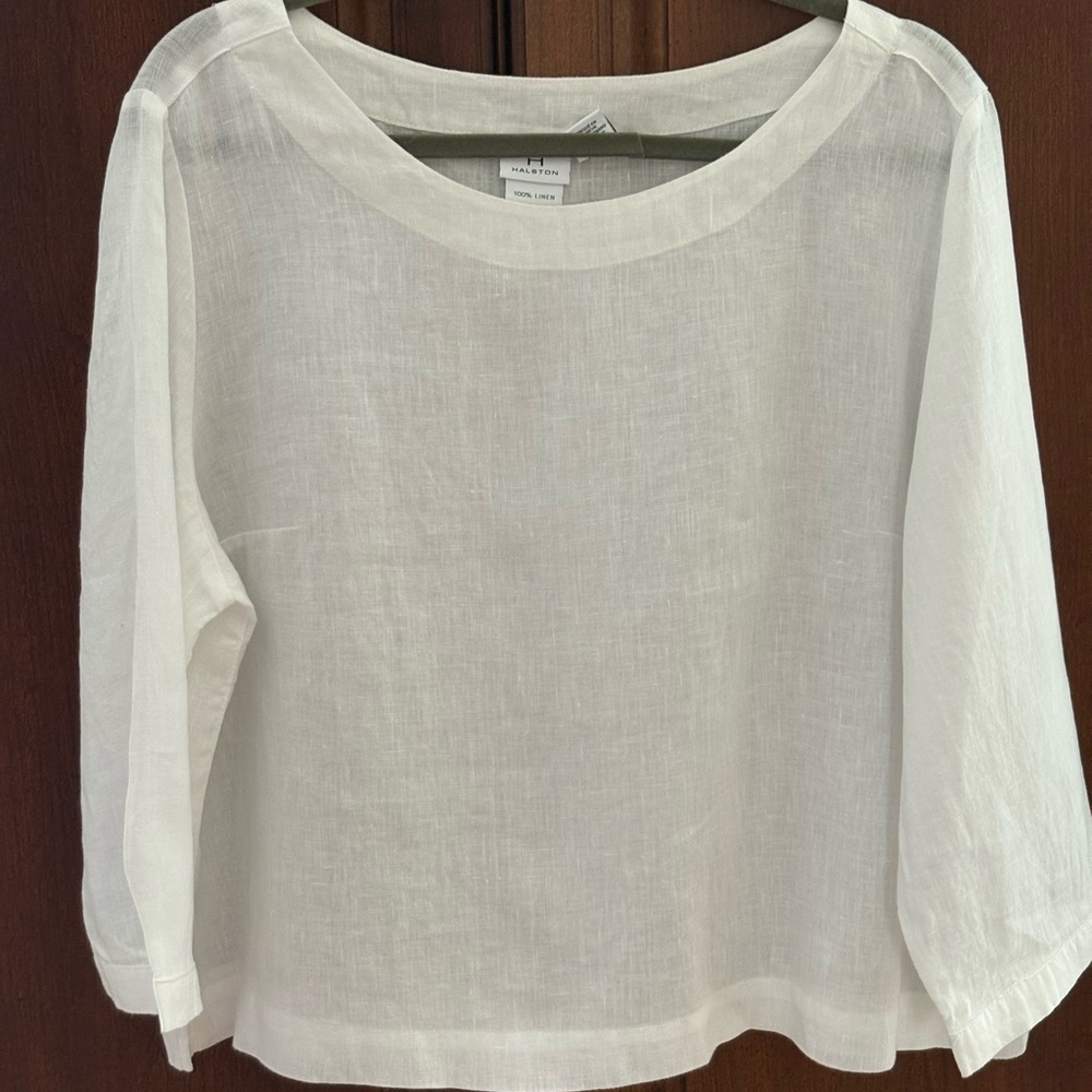 Halston 100% White Linen Women's Top xl